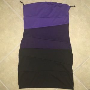 Multi Purple Mini strapless dress